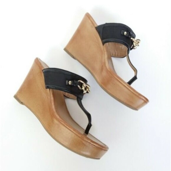 Tommy Hilfiger Thong Wedge Sandals Black 6 - Picture 5 of 13